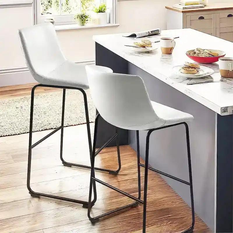 Tabouret de bar hauteur comptoir en similicuir avec cadre en fer, 76 cm