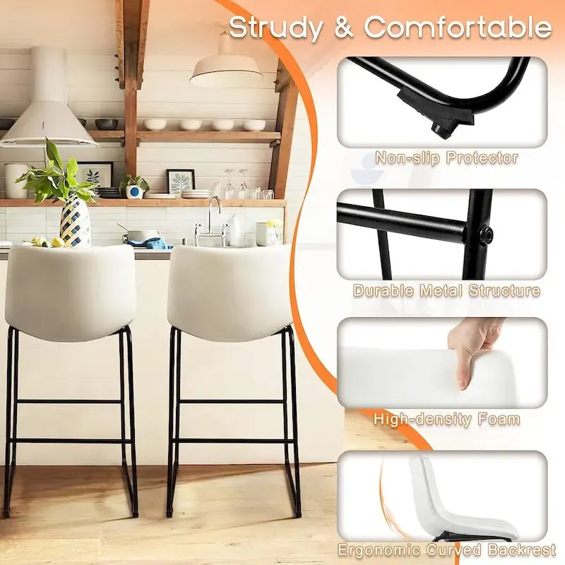 Tabouret de bar hauteur comptoir en similicuir avec cadre en fer, 76 cm