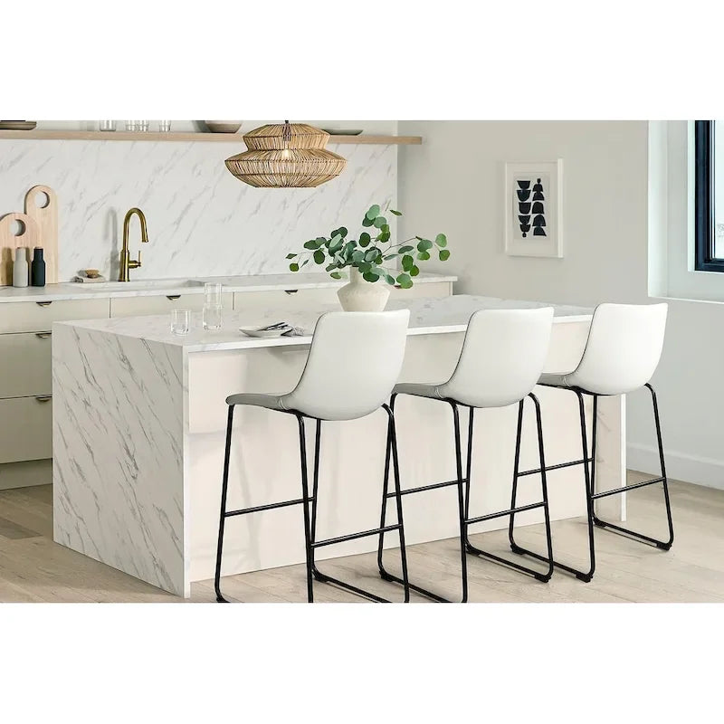 Tabouret de bar hauteur comptoir en similicuir avec cadre en fer, 76 cm