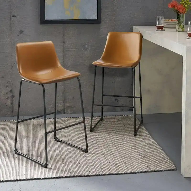 Tabouret de bar hauteur comptoir en similicuir avec cadre en fer, 76 cm
