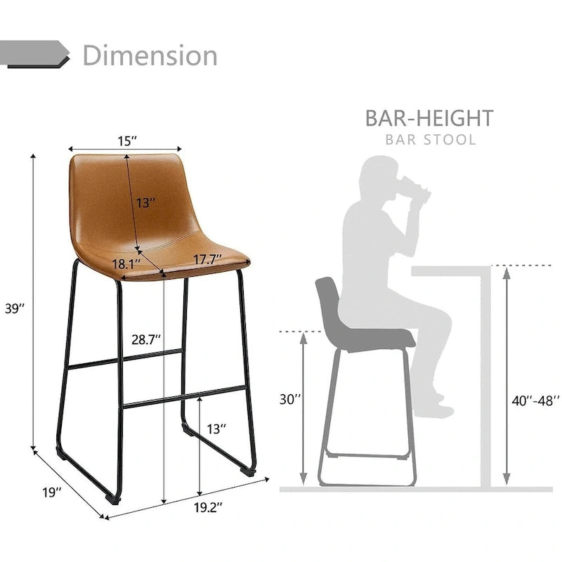 Tabouret de bar hauteur comptoir en similicuir avec cadre en fer, 76 cm
