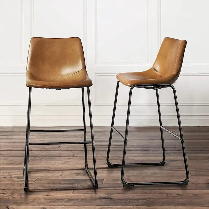 Tabouret de bar hauteur comptoir en similicuir avec cadre en fer, 76 cm