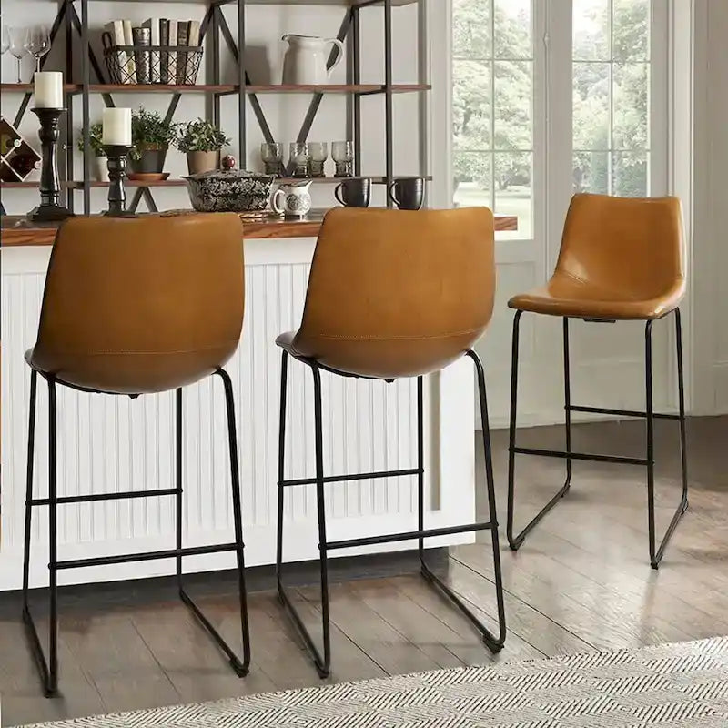 Tabouret de bar hauteur comptoir en similicuir avec cadre en fer, 76 cm