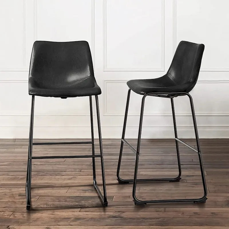Tabouret de bar hauteur comptoir en similicuir avec cadre en fer, 76 cm