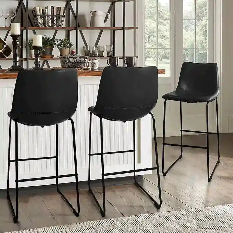 Tabouret de bar hauteur comptoir en similicuir avec cadre en fer, 76 cm