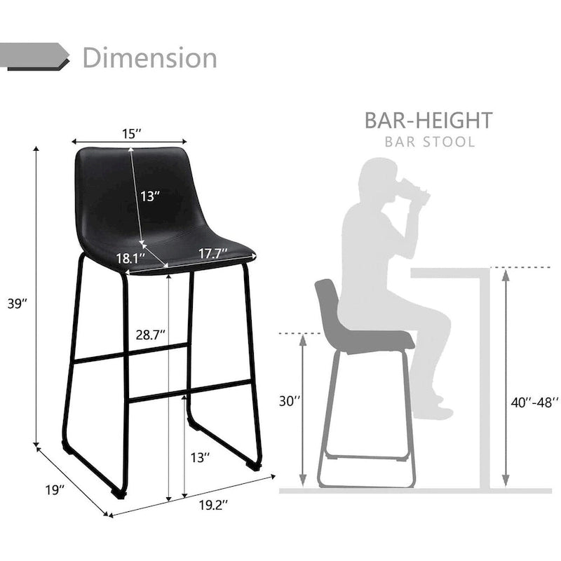 Tabouret de bar hauteur comptoir en similicuir avec cadre en fer, 76 cm