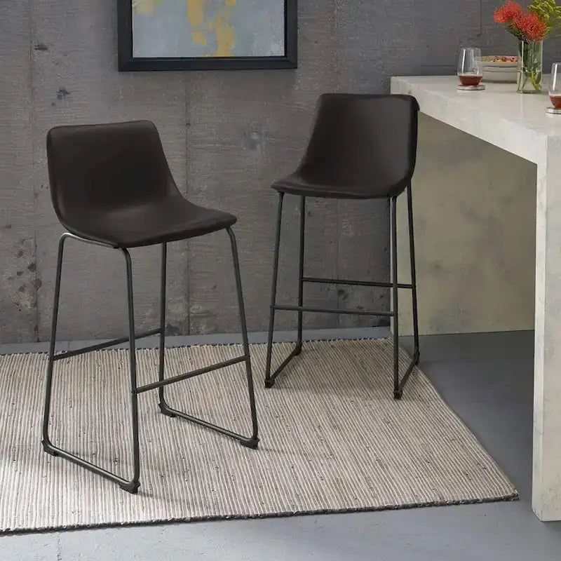 Tabouret de bar hauteur comptoir en similicuir avec cadre en fer, 76 cm