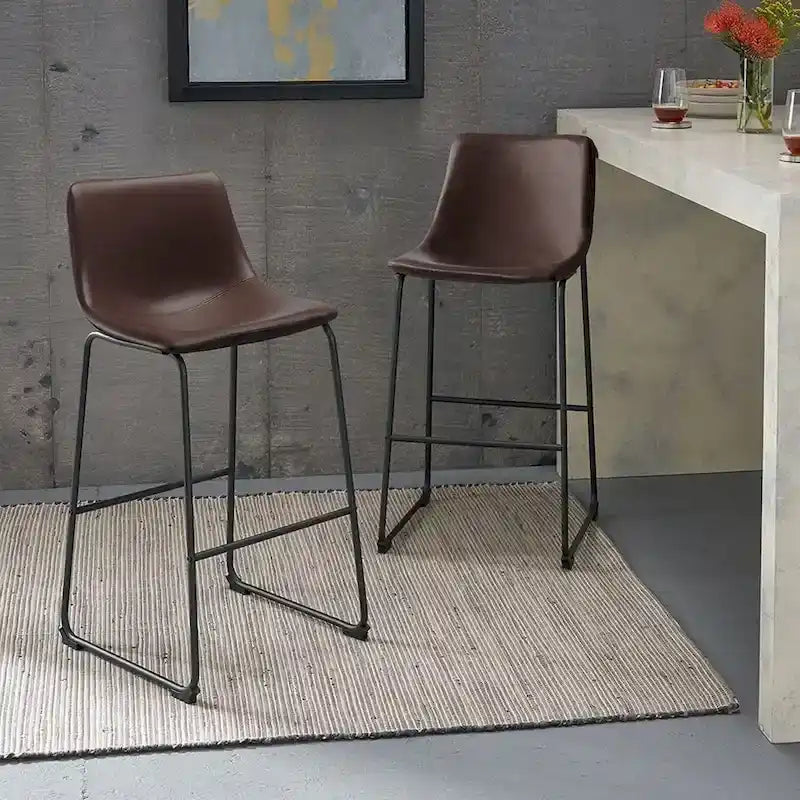 Tabouret de bar hauteur comptoir en similicuir avec cadre en fer, 76 cm