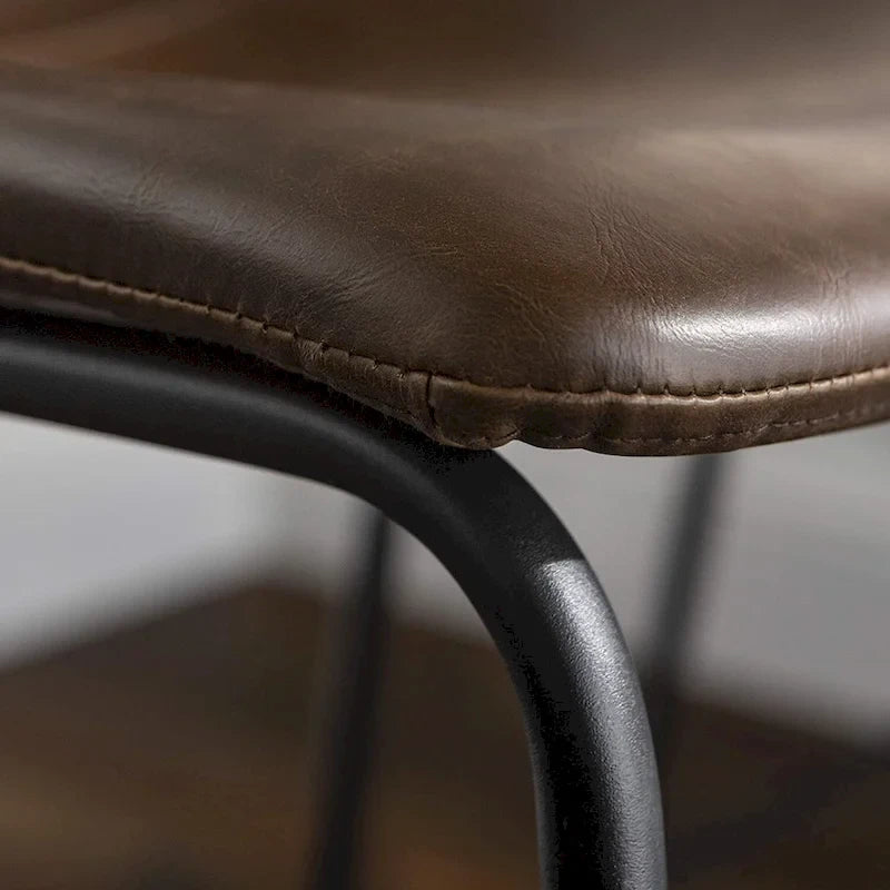 Tabouret de bar hauteur comptoir en similicuir avec cadre en fer, 76 cm