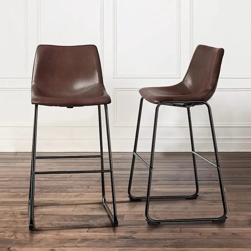 Tabouret de bar hauteur comptoir en similicuir avec cadre en fer, 76 cm