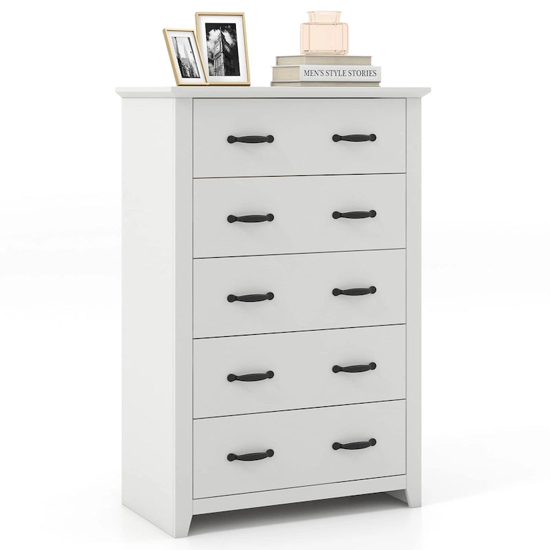 Commode de rangement à 5 tiroirs Armoire haute Organisateur pour chambre à coucher Couloir