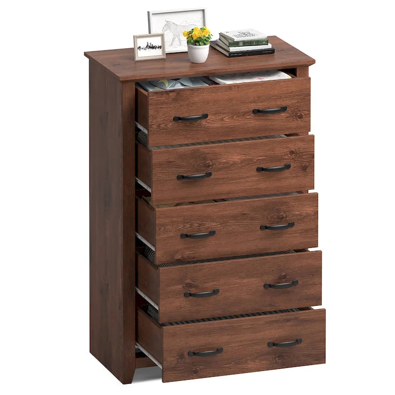 Commode de rangement à 5 tiroirs Armoire haute Organisateur pour chambre à coucher Couloir