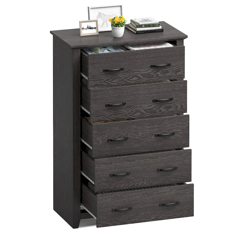 Commode de rangement à 5 tiroirs Armoire haute Organisateur pour chambre à coucher Couloir