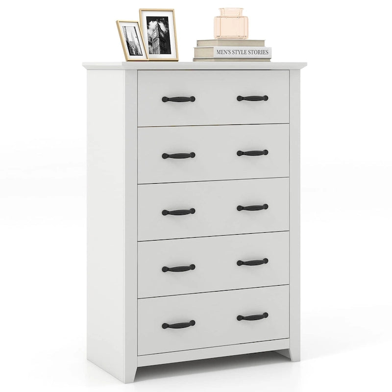 Commode de rangement à 5 tiroirs Armoire haute Organisateur pour chambre à coucher Couloir