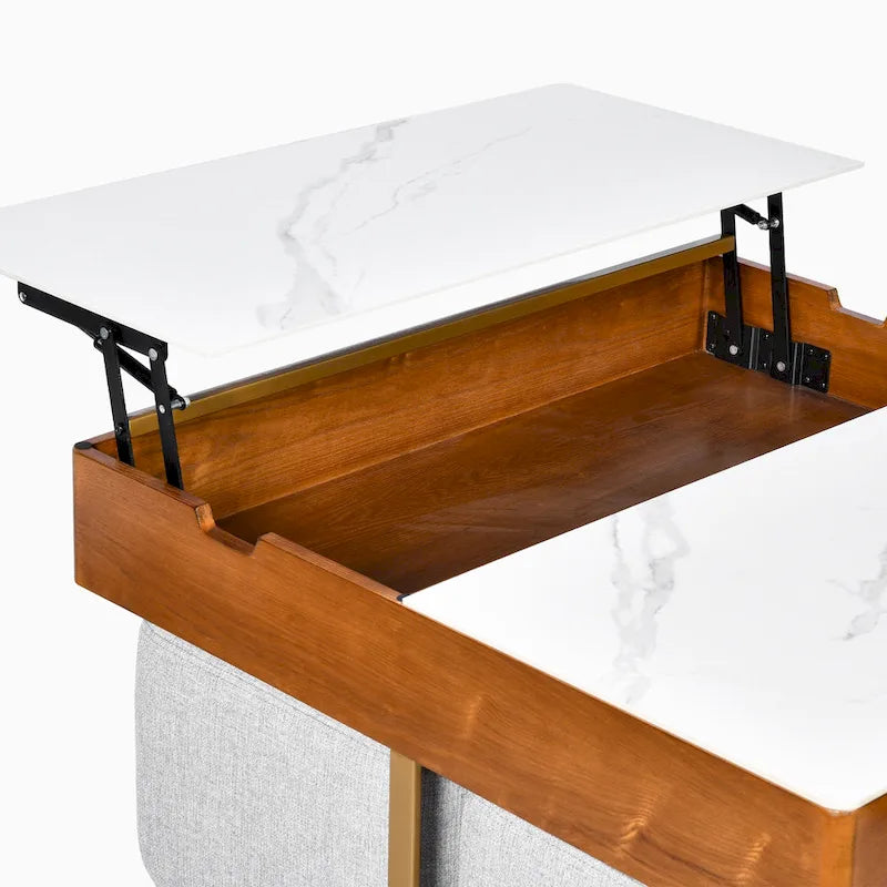 Table basse relevable avec rangement dissimulé et tiroir