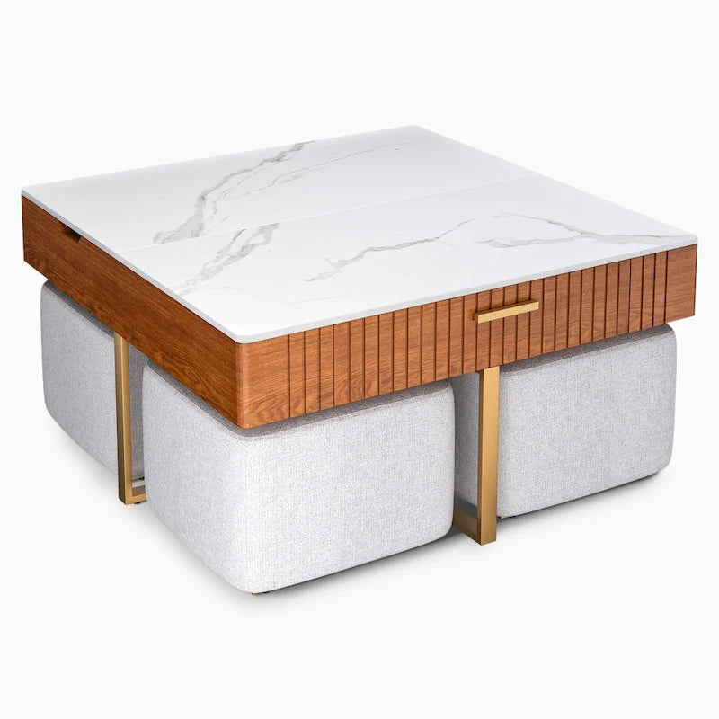 Table basse relevable avec rangement dissimulé et tiroir