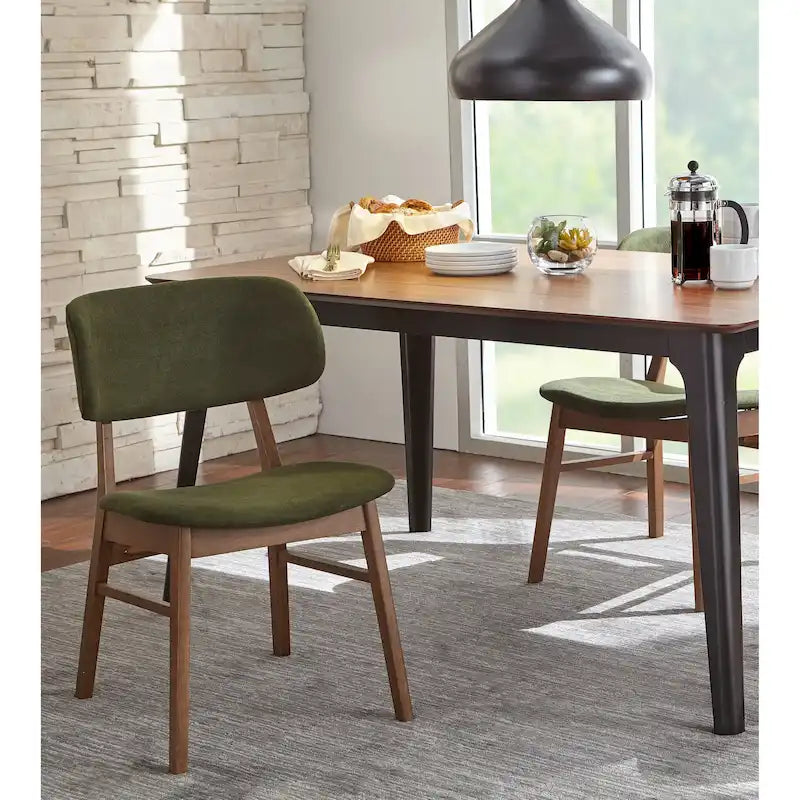 Chaise de salle à manger en bois massif avec assise et dossier rembourrés