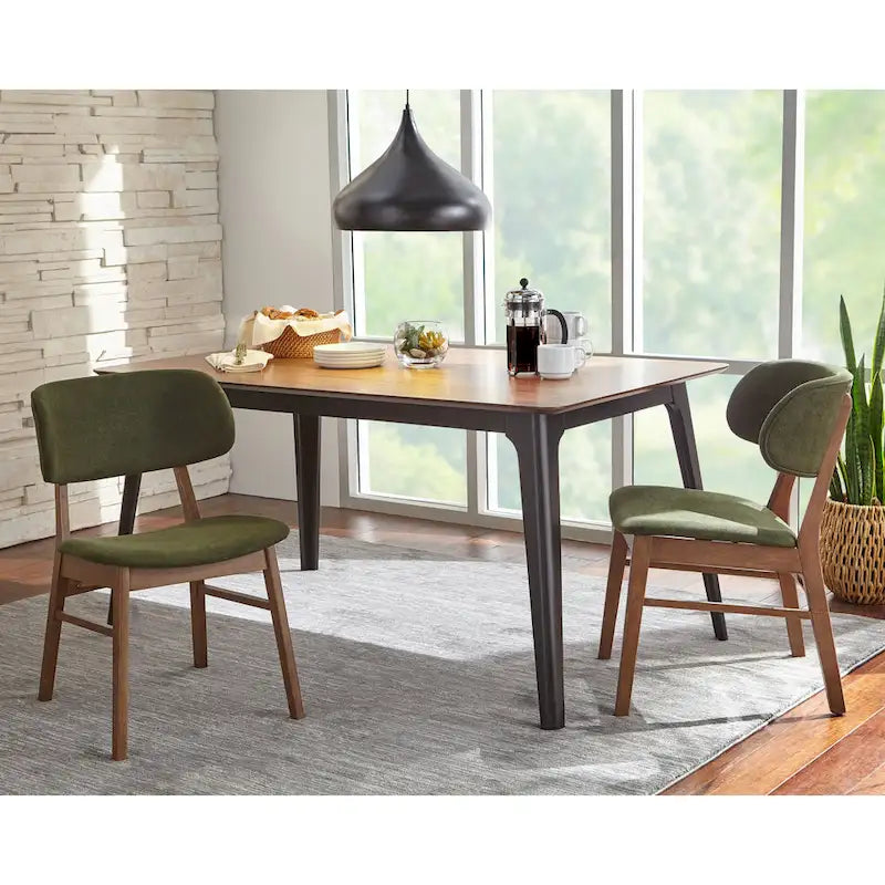 Chaise de salle à manger en bois massif avec assise et dossier rembourrés