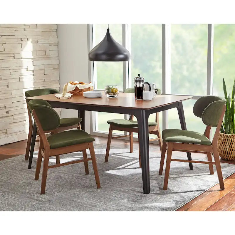 Chaise de salle à manger en bois massif avec assise et dossier rembourrés