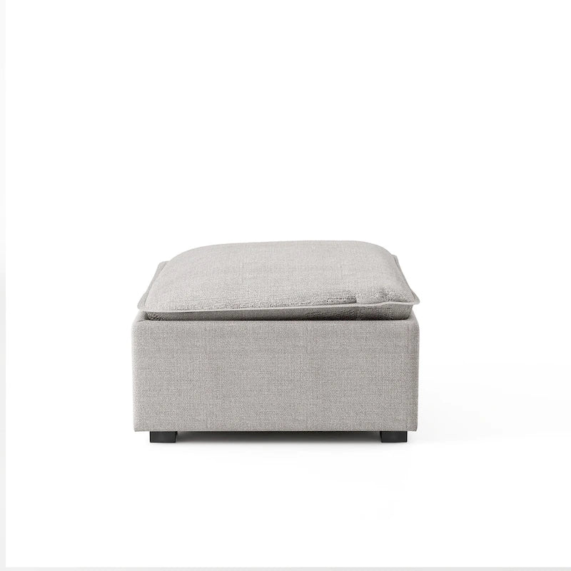 Pouf de cocktail contemporain en tissu gris