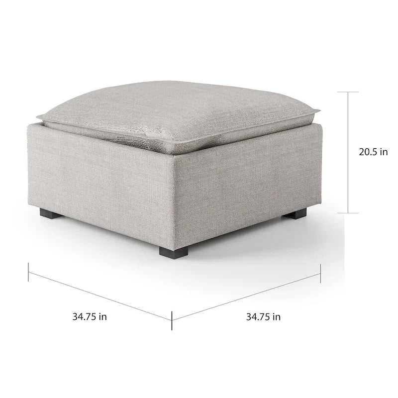Pouf de cocktail contemporain en tissu gris