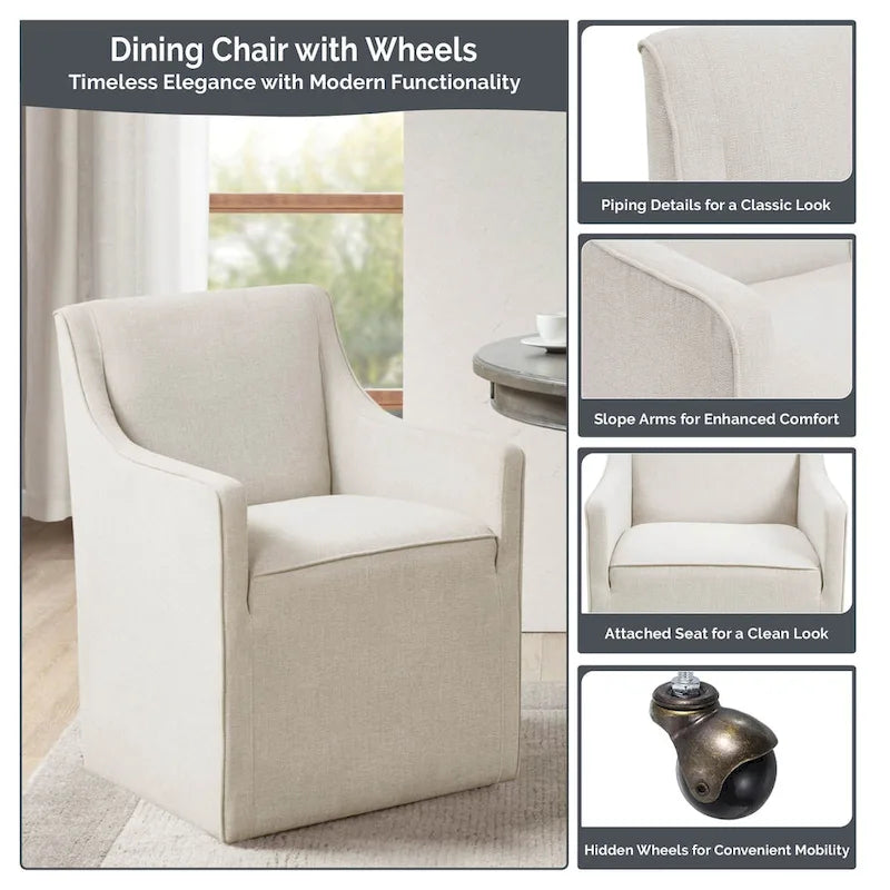 Fauteuil de salle à manger à roulettes