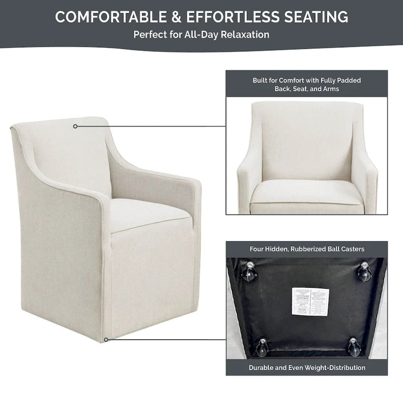 Fauteuil de salle à manger à roulettes