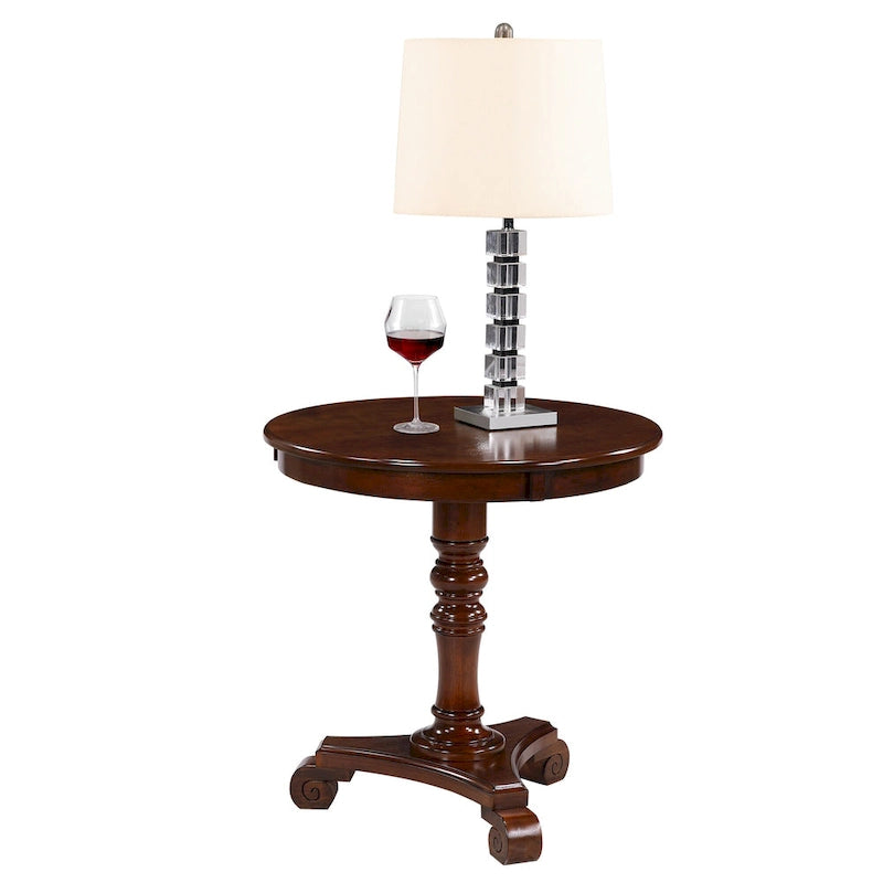 Table d'appoint traditionnelle à fuseau tourné avec base à volutes