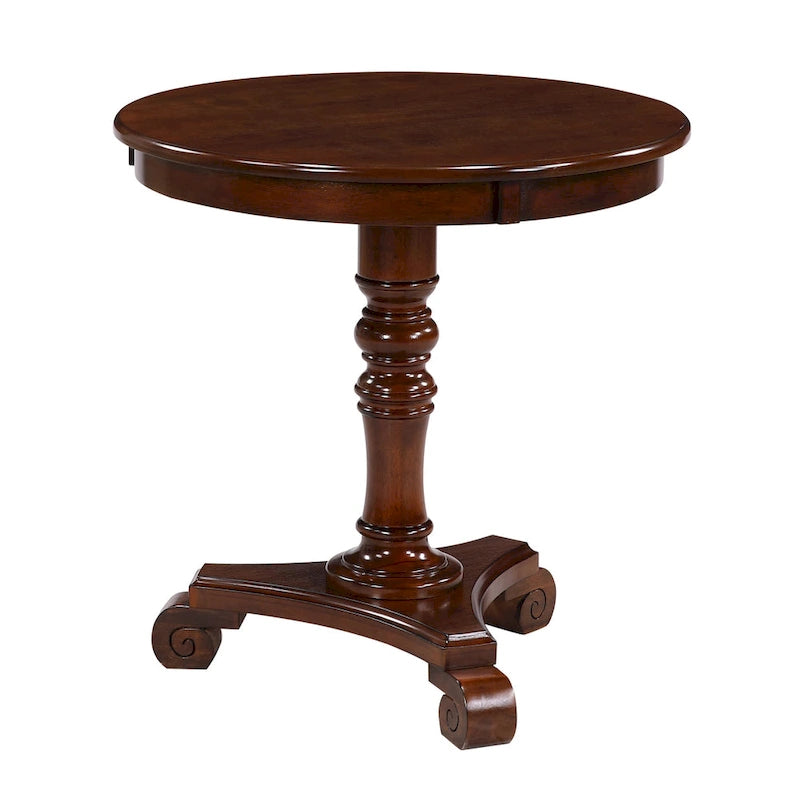 Table d'appoint traditionnelle à fuseau tourné avec base à volutes