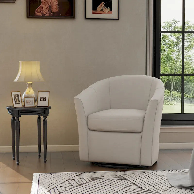 Fauteuil pivotant cylindrique moderne rembourré pour salon