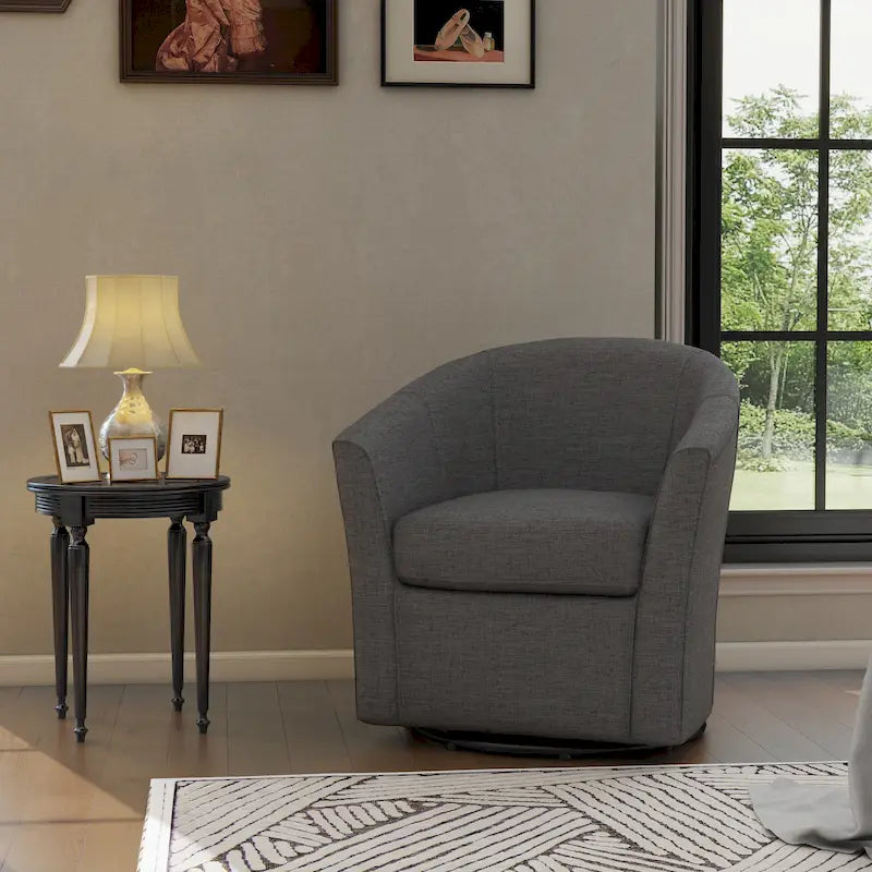 Fauteuil pivotant cylindrique moderne rembourré pour salon