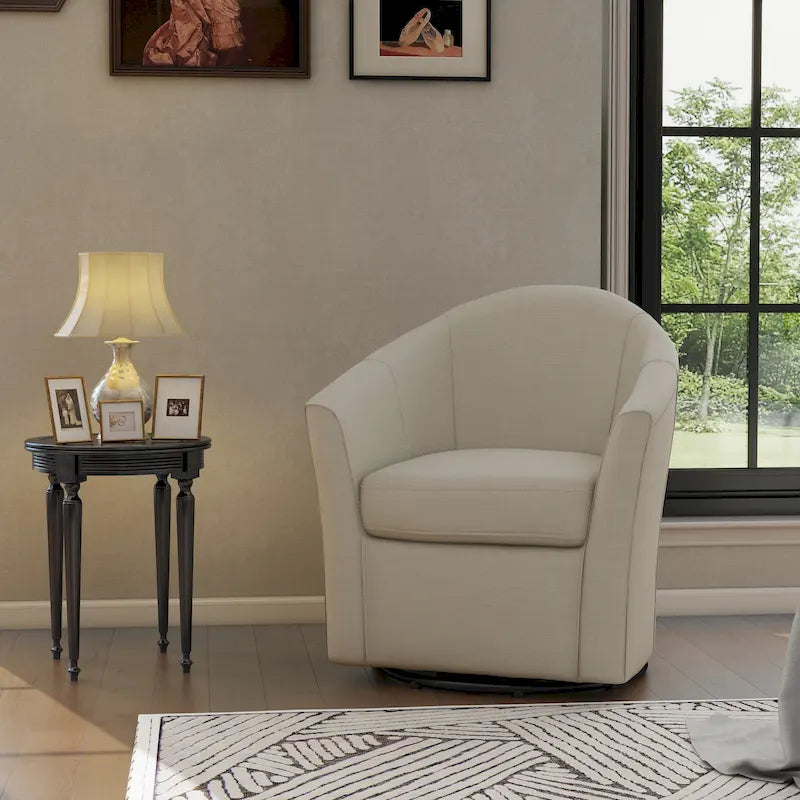 Fauteuil pivotant cylindrique moderne rembourré pour salon