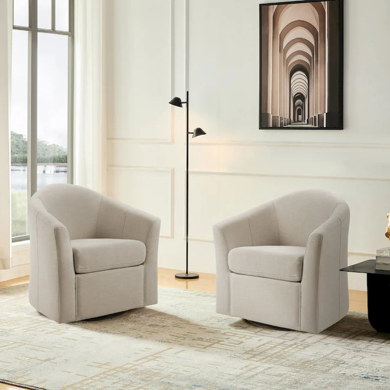 Fauteuil pivotant cylindrique moderne rembourré pour salon
