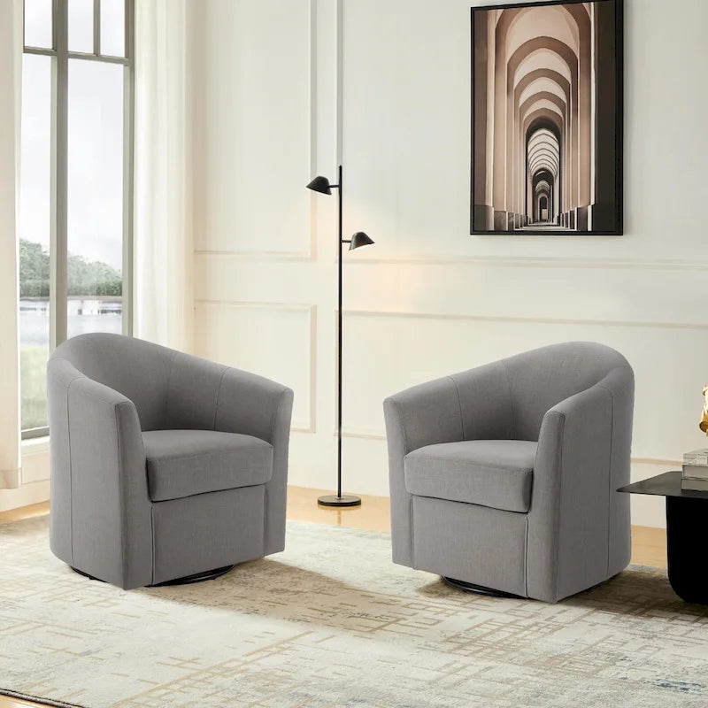 Fauteuil pivotant cylindrique moderne rembourré pour salon