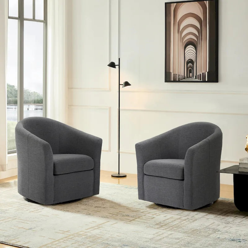 Fauteuil pivotant cylindrique moderne rembourré pour salon