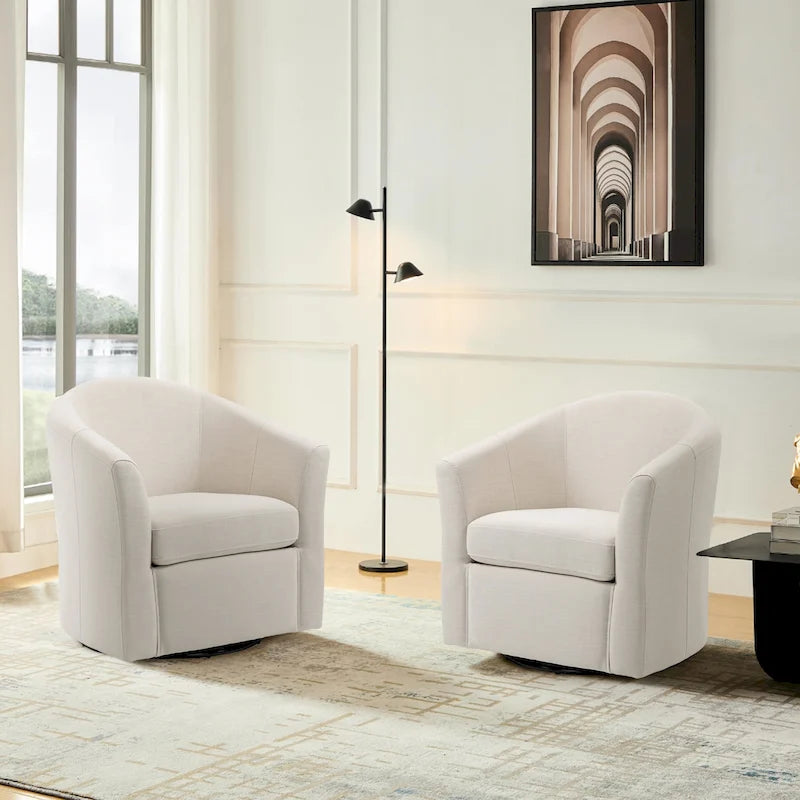 Fauteuil pivotant cylindrique moderne rembourré pour salon