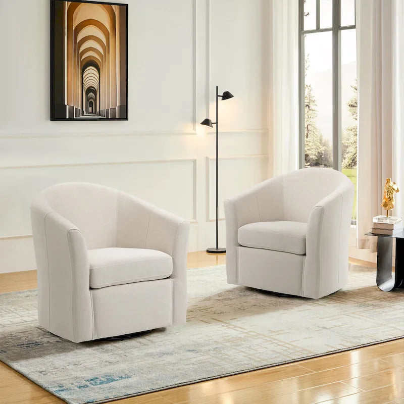 Fauteuil pivotant cylindrique moderne rembourré pour salon