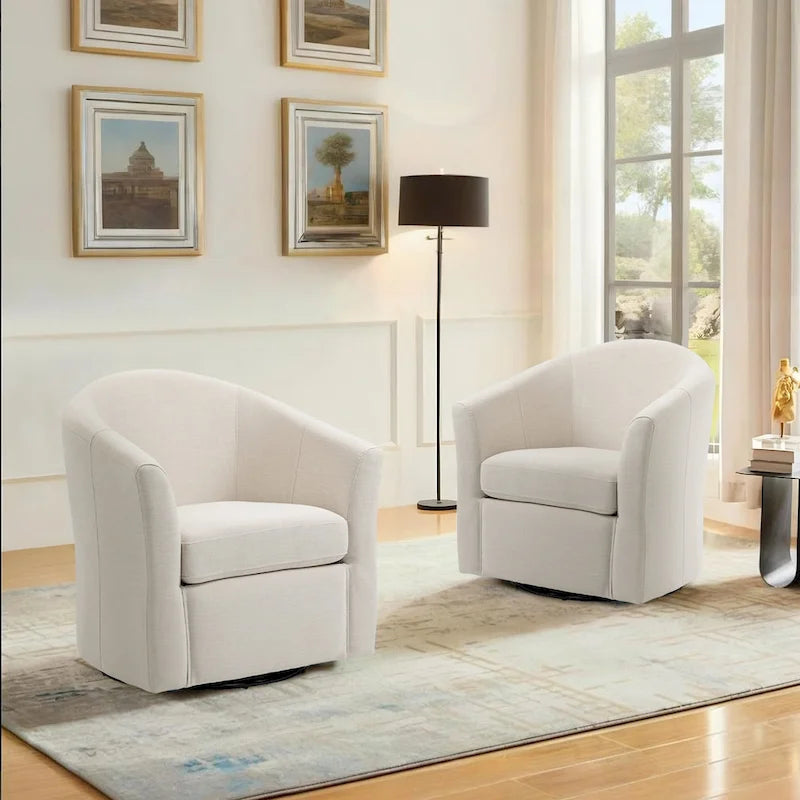 Fauteuil pivotant cylindrique moderne rembourré pour salon