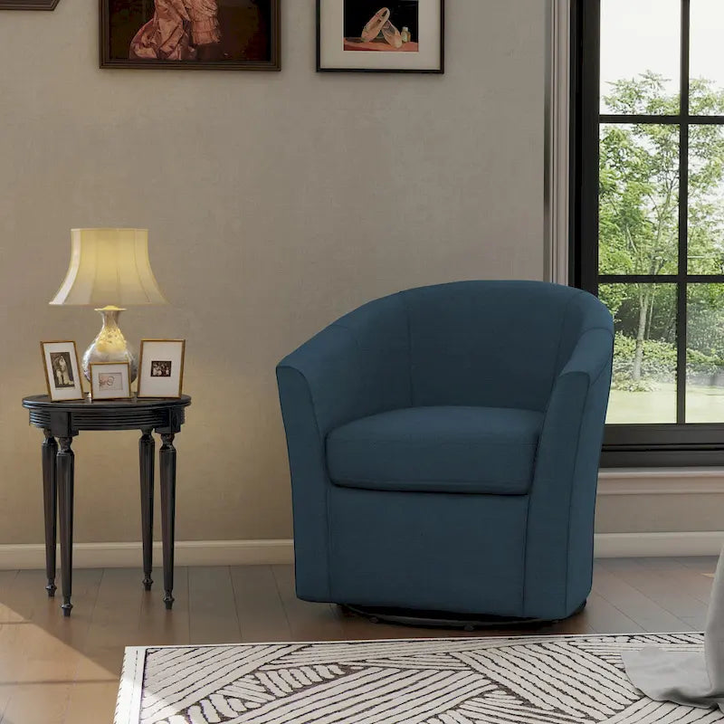 Fauteuil pivotant cylindrique moderne rembourré pour salon