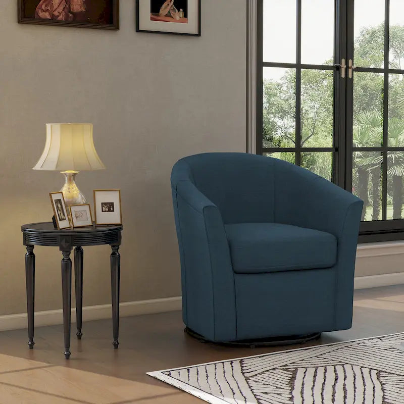 Fauteuil pivotant cylindrique moderne rembourré pour salon