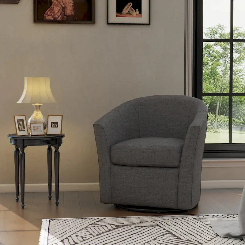 Fauteuil pivotant cylindrique moderne rembourré pour salon