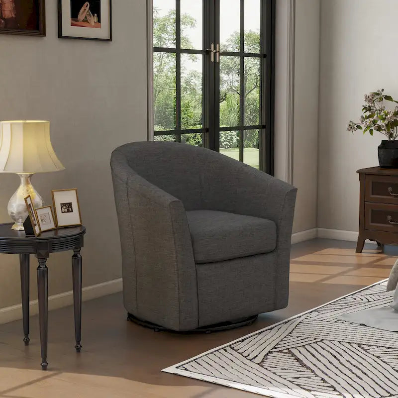 Fauteuil pivotant cylindrique moderne rembourré pour salon