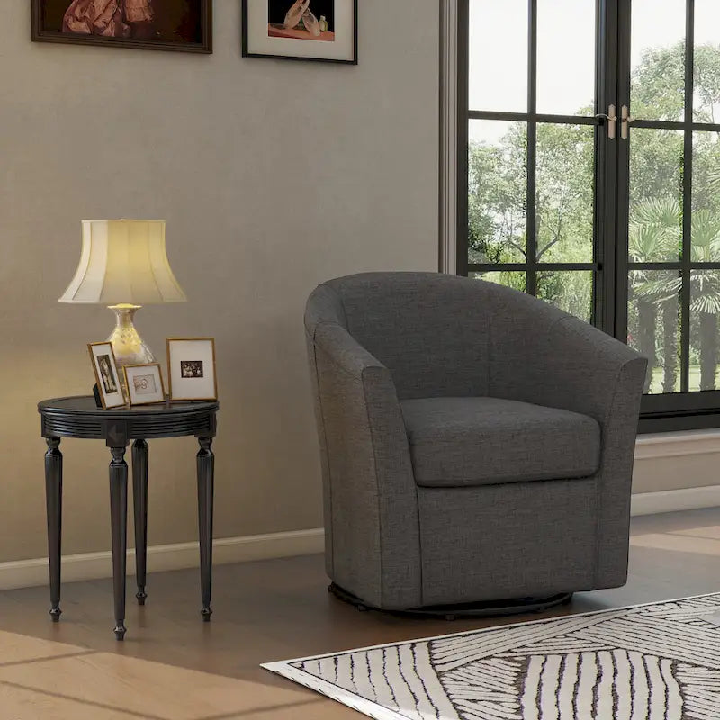 Fauteuil pivotant cylindrique moderne rembourré pour salon
