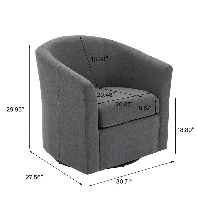 Fauteuil pivotant cylindrique moderne rembourré pour salon