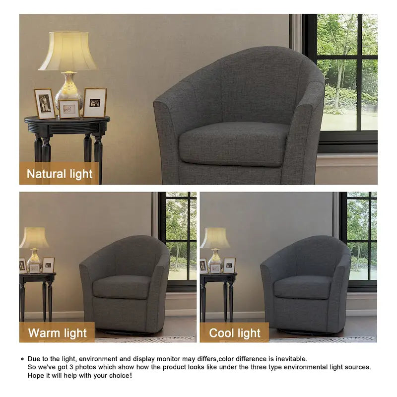 Fauteuil pivotant cylindrique moderne rembourré pour salon
