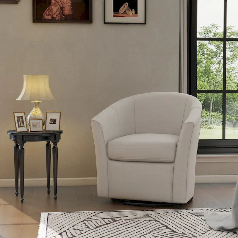 Fauteuil pivotant cylindrique moderne rembourré pour salon