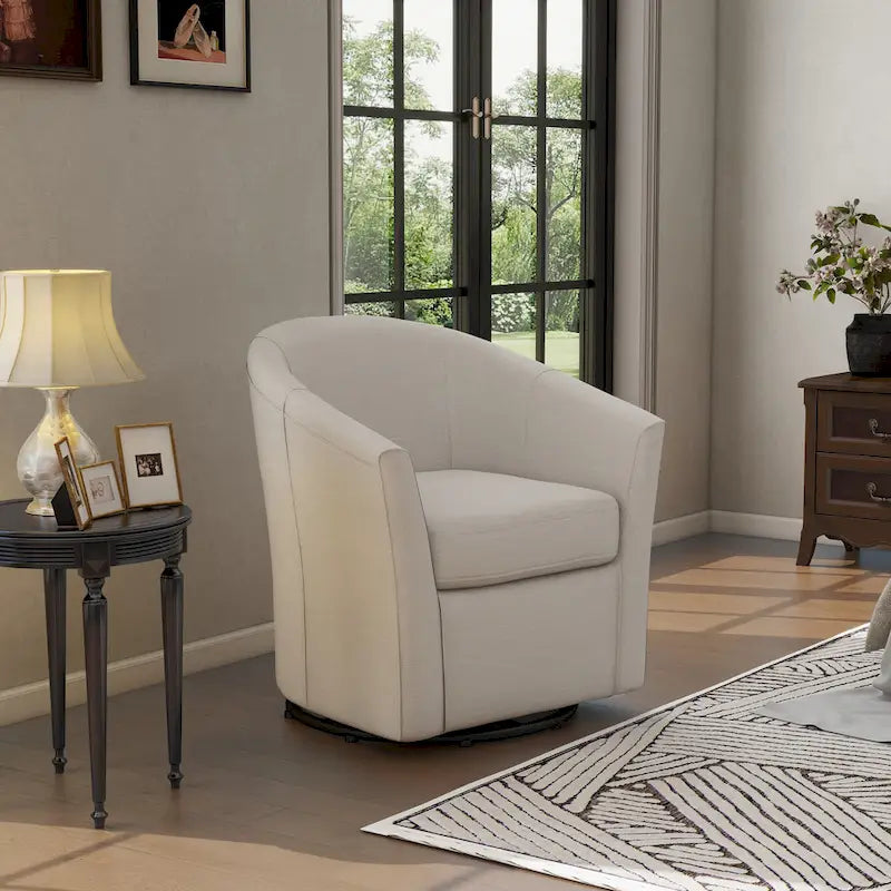 Fauteuil pivotant cylindrique moderne rembourré pour salon