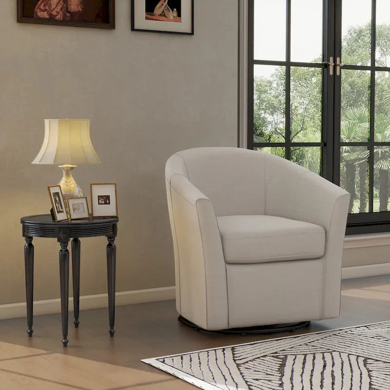 Fauteuil pivotant cylindrique moderne rembourré pour salon