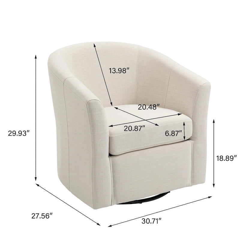 Fauteuil pivotant cylindrique moderne rembourré pour salon