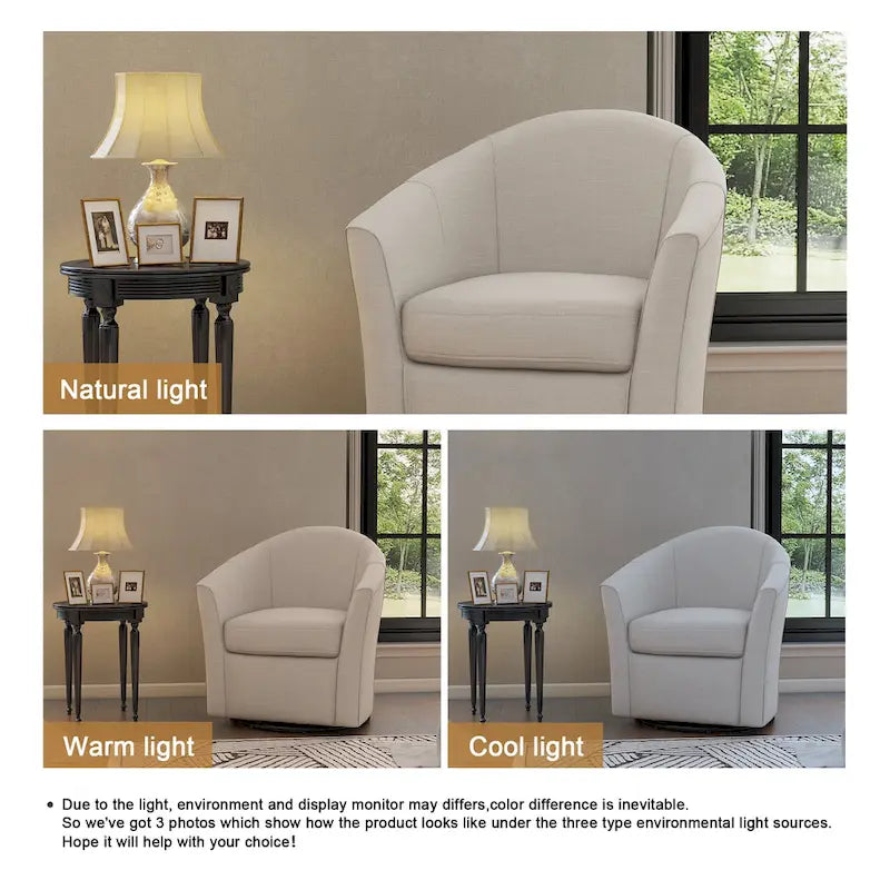 Fauteuil pivotant cylindrique moderne rembourré pour salon
